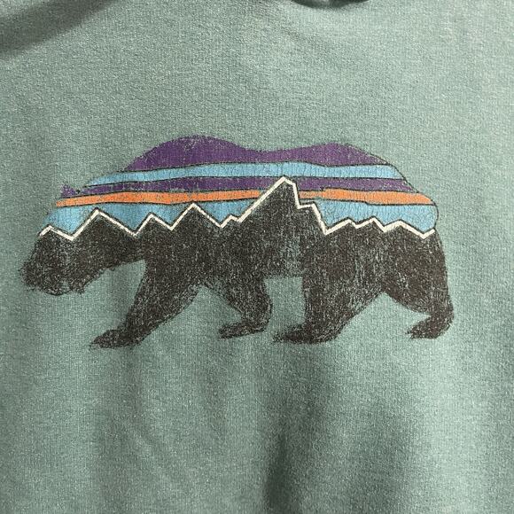 Patagonia Hoodie Sweatshirt Women Medium Fitz Roy Bear Uprisal Green Real Pocket - Picture 3 of 10